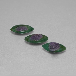 克拉天然铬云母红宝石，榄尖形，半透明