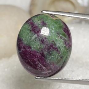 18.97克拉天然多色红宝石黝帘石，椭圆形切割，16.7×14.8毫米，不透明
