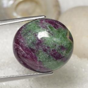 18.97克拉天然多色红宝石黝帘石，椭圆形切割，16.7×14.8毫米，不透明