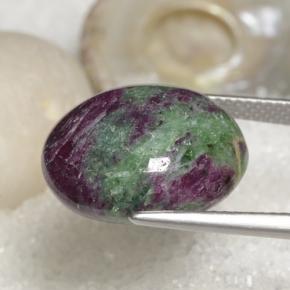 18.97克拉天然多色红宝石黝帘石，椭圆形切割，16.7×14.8毫米，不透明