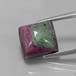 7.62克拉天然多色红宝石黝帘石，方形，10.5×9.8毫米，不透明