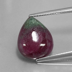 9.65克拉天然多色红宝石黝帘石，梨形，14.8×11.9毫米，不透明