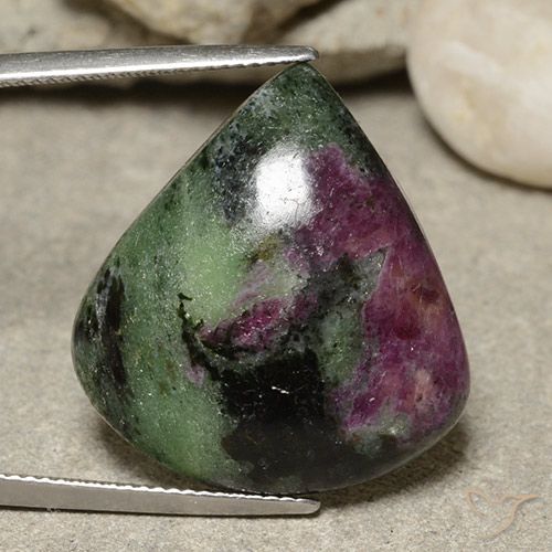 34.84ct 天然 彩色 红宝石黝帘石, 梨形, 不透明