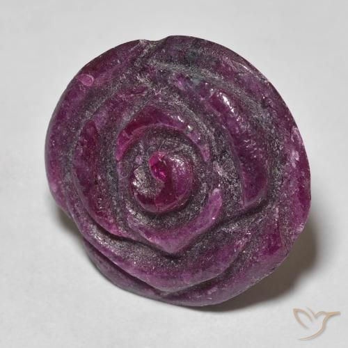 19.54ct 天然 Medium Dark-Purple 红宝石黝帘石, 花形切割, 不透明