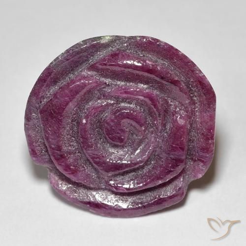 24.97ct 天然 Medium Dark-Purple 红宝石黝帘石, 花形切割, 不透明