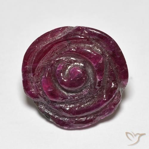 16.77ct 天然 Medium Dark-Purple 红宝石黝帘石, 花形切割, 不透明