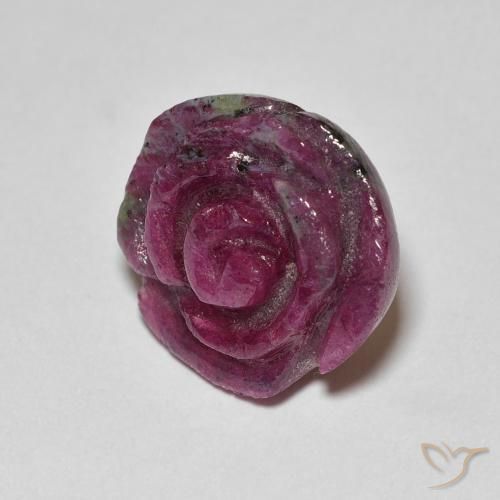 14.14克拉天然红宝石黝帘石，花形切割，不透明