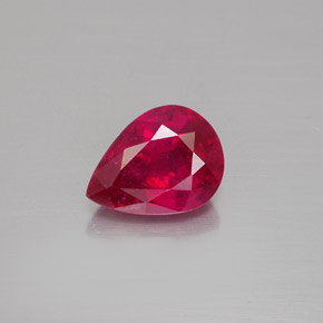 1.53克拉天然红色红宝石，梨形，8×6毫米，VS-SI