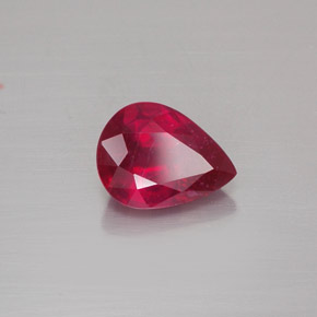 1.53克拉天然红色红宝石，梨形，8×6毫米，VS-SI