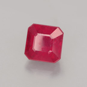 1.77克拉天然红色红宝石，祖母绿式切割，6×5.9毫米，SI