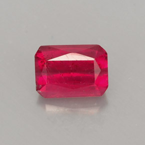 0.96克拉天然红色红宝石，祖母绿式切割，6.1×4.4毫米，SI