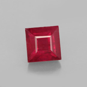 2.07克拉天然红色红宝石，方形，6.2×6.1毫米，SI