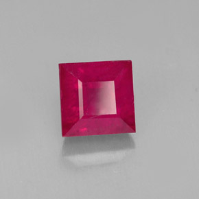 2.18克拉天然红色红宝石，方形，6.1×6毫米，SI