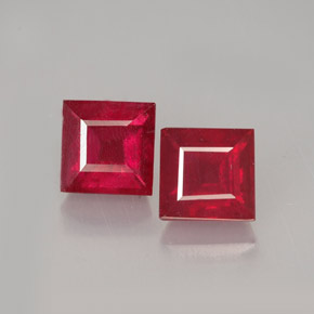 天然红色红宝石，方形，6.2×6.1毫米，VS-SI