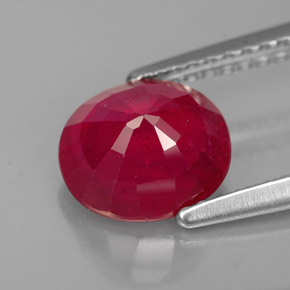 1.94克拉天然红色红宝石，椭圆形切割，7.8×7毫米，SI