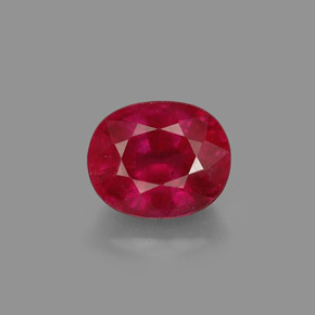 1.96克拉天然红色红宝石，椭圆形切割，7.7×6.3毫米，SI
