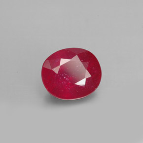 1.90克拉天然红色红宝石，椭圆形切割，7.6×6.5毫米，SI