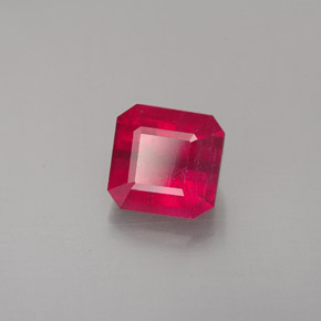 1.56克拉天然红色红宝石，祖母绿式切割，6×5.9毫米，SI