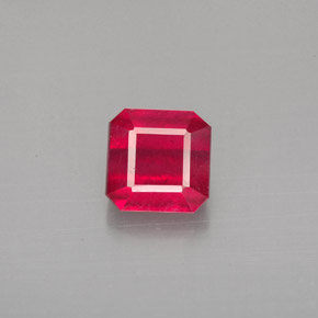 1.63克拉天然红色红宝石，祖母绿式切割，6.1×6毫米，SI