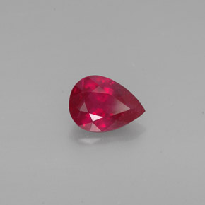 1.28克拉天然红色红宝石，梨形，8×5.8毫米，SI