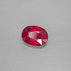 1.54克拉天然红色红宝石，椭圆形切割，7.8×5.9毫米，VS-SI