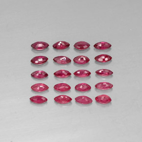 天然红色红宝石，马眼形，3.5×1.8毫米，VS-SI