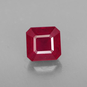 1.55克拉天然红色红宝石，祖母绿式切割，6×5.9毫米，SI
