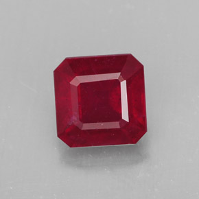 1.96克拉天然红色红宝石，祖母绿式切割，6.6×6.5毫米，SI