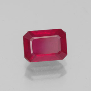 1.59克拉天然红色红宝石，祖母绿式切割，7.2×5.2毫米，VS-SI