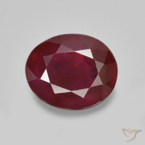 1.07ct 天然 暗红色 红宝石, 椭圆形, SI