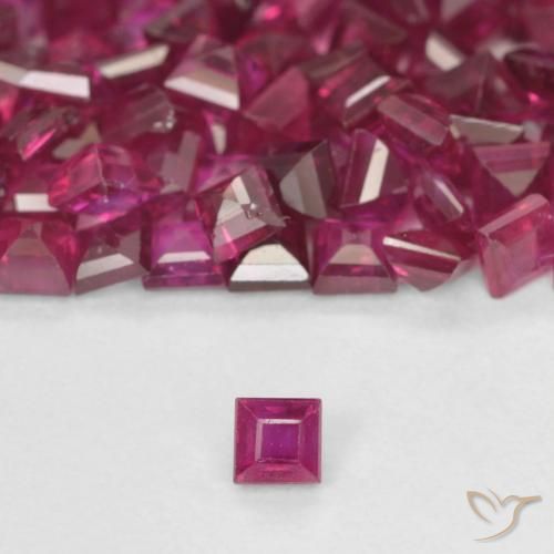0.09ct 天然 深红色 红宝石, 正方形, VS