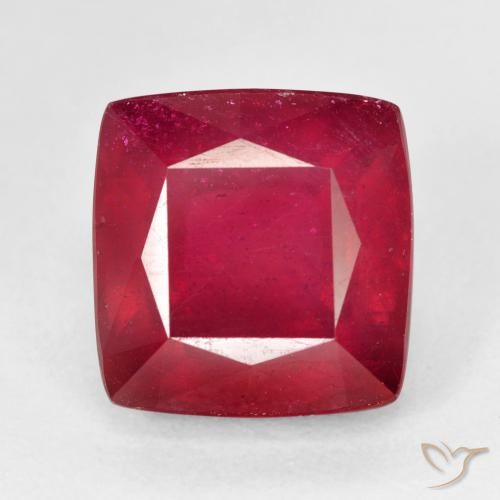 7.67ct 天然 暗红色 红宝石, 软垫, VS