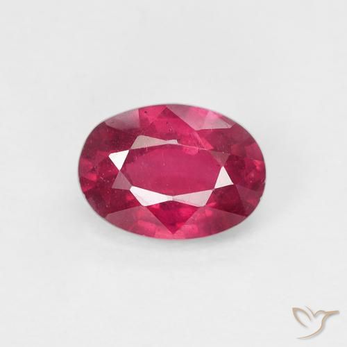 1.08ct 天然 Medium Dark-Red 红宝石, 椭圆形, VS