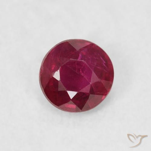 0.21ct 天然 深红色 红宝石, 圆形的, VS