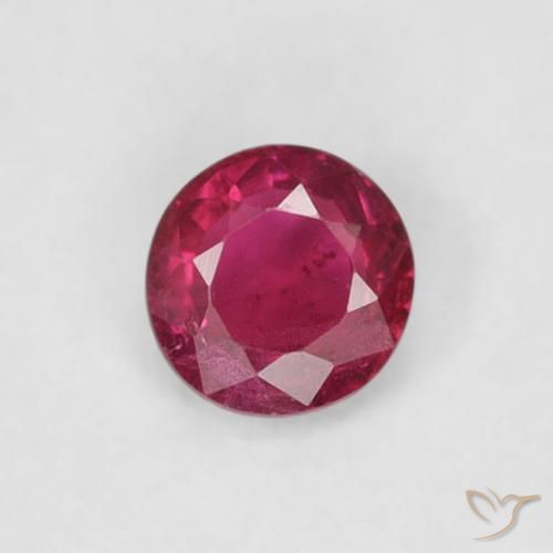 0.18ct 天然 深红粉色 红宝石, 圆形的, SI-I1