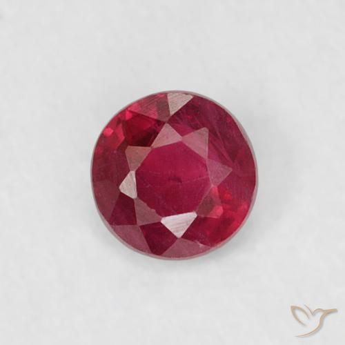 0.19ct 天然 深红粉色 红宝石, 圆形的, VS