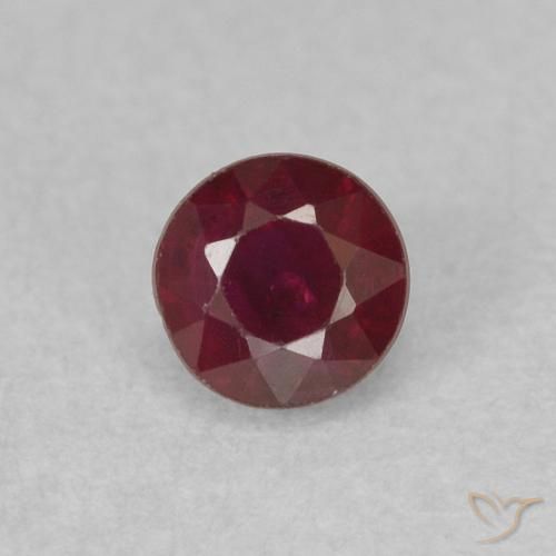 0.37ct 天然 酒红色 红宝石, 圆形的, SI