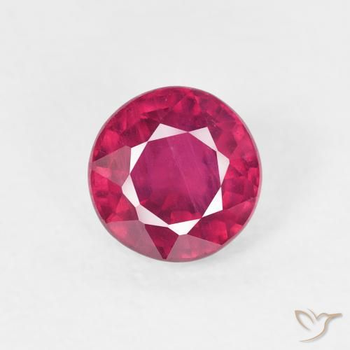 1.02ct 天然 红灯 红宝石, 圆形的, VS