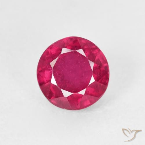 1.22ct 天然 红灯 红宝石, 圆形的, VS