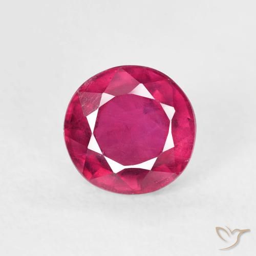 1.24ct 天然 红灯 红宝石, 圆形的, VS