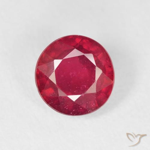 1.50ct 天然 深红色 红宝石, 圆形的, VS
