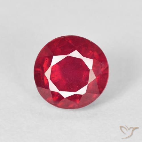 1.37ct 天然 深红色 红宝石, 圆形的, VS