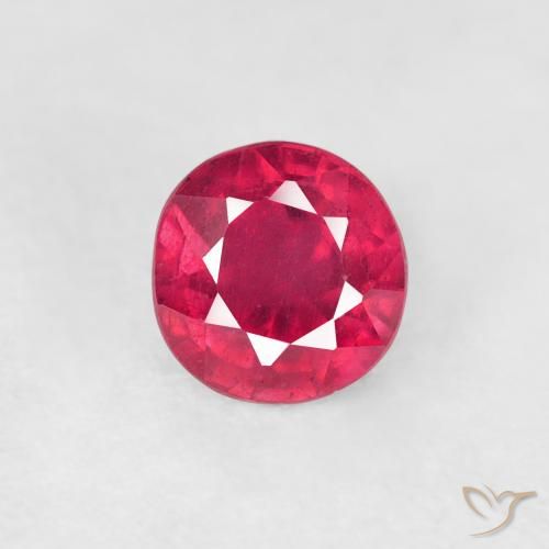 0.90ct 天然 中红 红宝石, 圆形的, VS