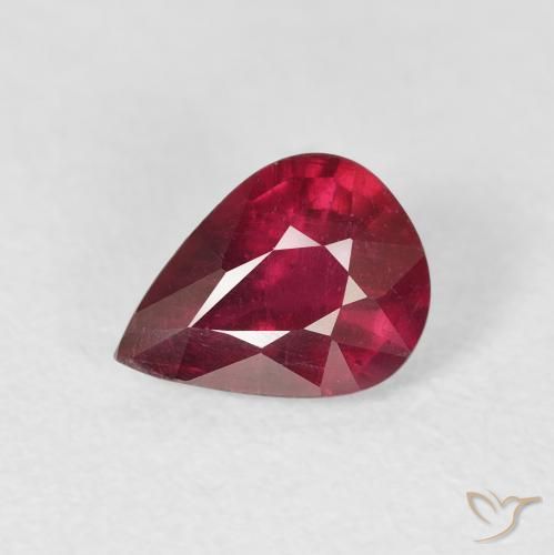 1.44ct 天然 深红色 红宝石, 梨形, VS-SI