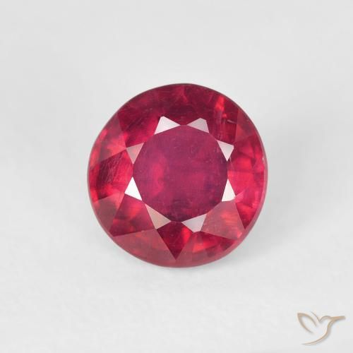 1.37ct 天然 红灯 红宝石, 圆形的, VS