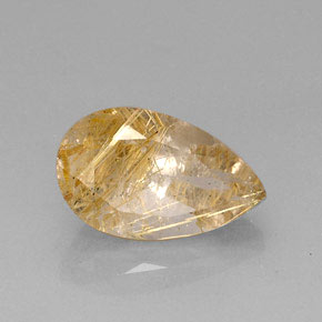8.96克拉天然黄色金红石石英，透明，15×11毫米，透明/半透明