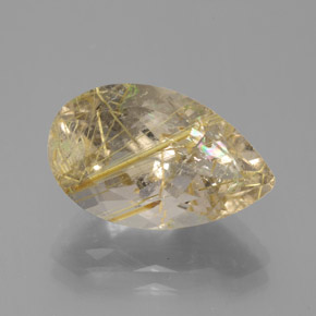 8.60克拉天然黄色金红石石英，梨形，17.6×10.9毫米，透明
