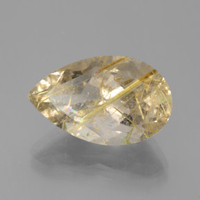 8.60克拉天然黄色金红石石英，梨形，17.6×10.9毫米，透明