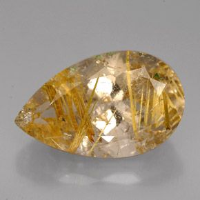 8.72克拉天然黄色金红石石英，透明，18×11.1毫米，透明/半透明