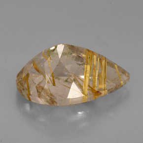 8.72克拉天然黄色金红石石英，透明，18×11.1毫米，透明/半透明